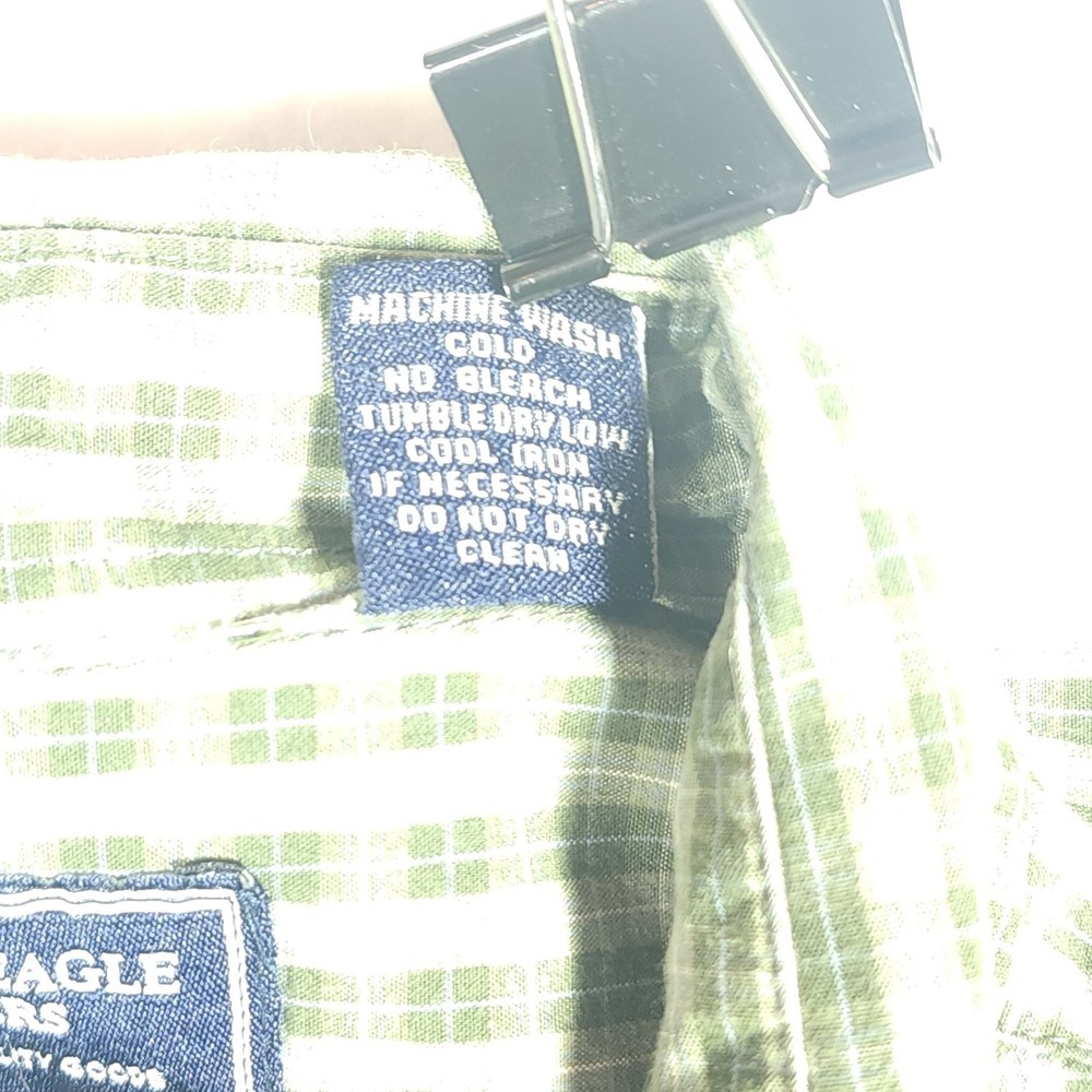 American Eagle Outfitters Shirt Mens Large Green Check Long Sleeve Button Up - Picture 7 of 9